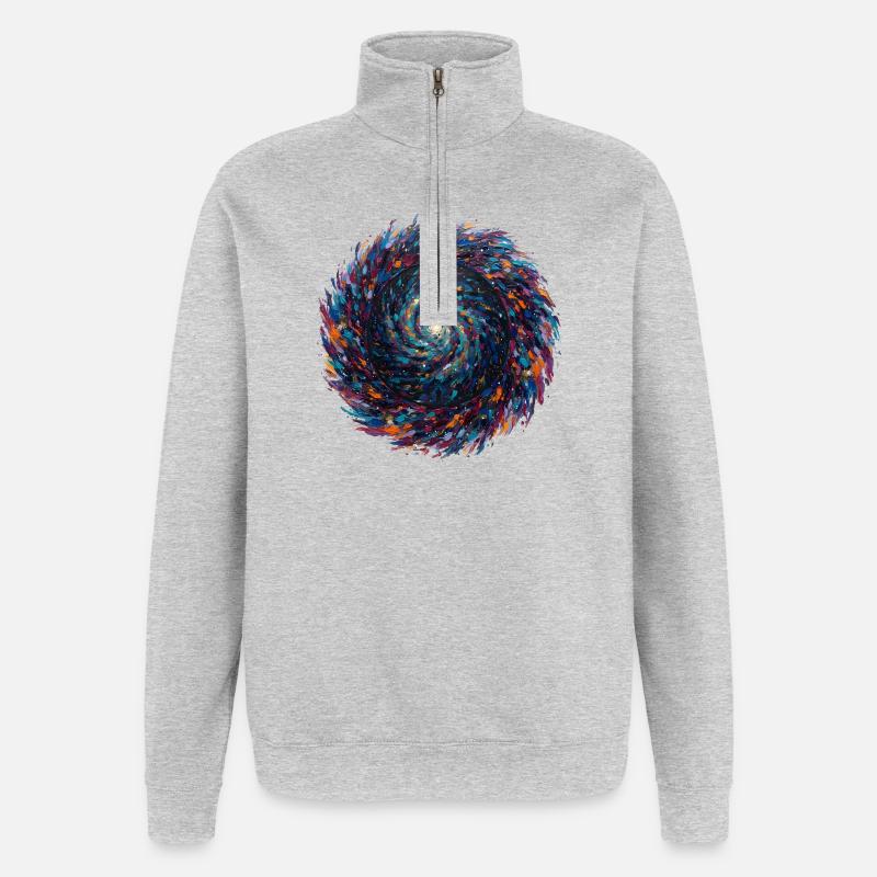 Farbenwirbel der Unendlichkeit - Quarter-Zip-Sweatshirt - Grau meliert