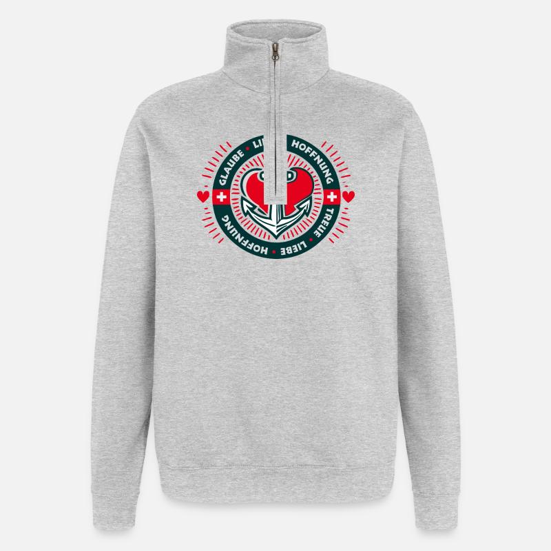 Glaube Liebe Hoffnung - Quarter-Zip-Sweatshirt - Grau meliert