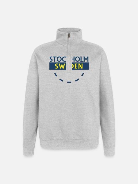 Stockholm Sweden Bold Text - Quarter-Zip Sweatshirt - heather grey