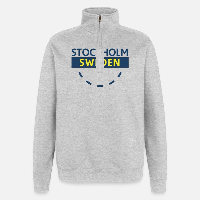 Stockholm Sweden Bold Text - Quarter-Zip Sweatshirt - heather grey