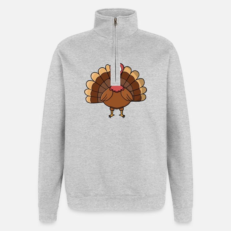 Dinde à queue large - Sweat à zip 1/4 - gris chiné