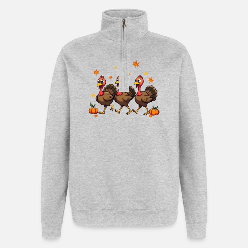 Bébé dinde de Thanksgiving - Sweat à zip 1/4 - gris chiné