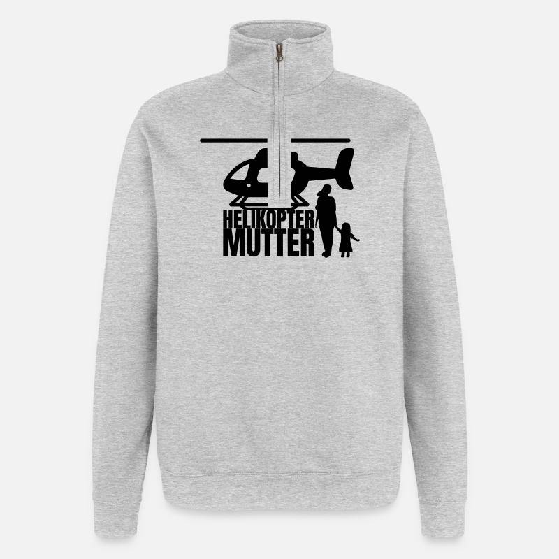 Helikopter Mutter Spruch Humor - Quarter-Zip-Sweatshirt - Grau meliert