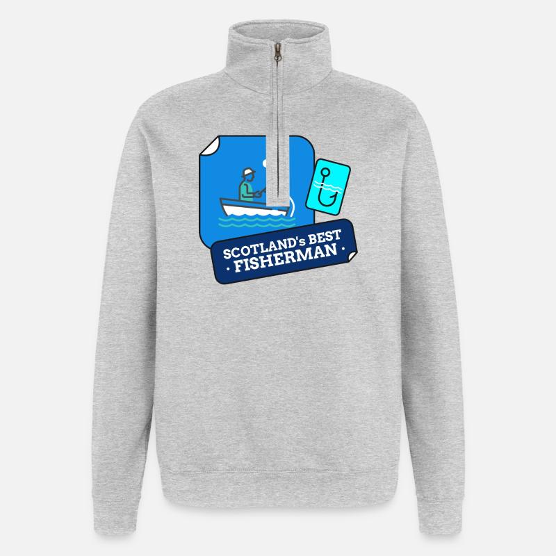 Le meilleur design de pêcheur d’Écosse - Sweat à zip 1/4 - gris chiné