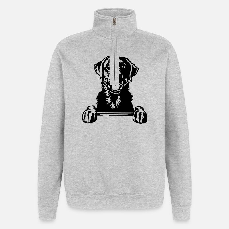 Tête du Labrador - Sweat à zip 1/4 - gris chiné