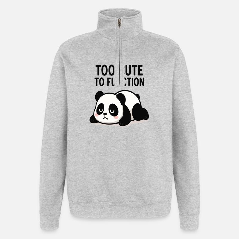 Panda Too Cute To Function - Quarter-Zip Sweatshirt - heather grey