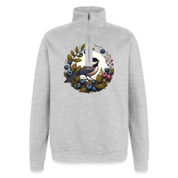 Heidelbeerkranz Meisen - Quarter-Zip-Sweatshirt - Grau meliert - Vorne - AI Model Female 172 light (172cm) & AI Model Male 178 dark (178cm)