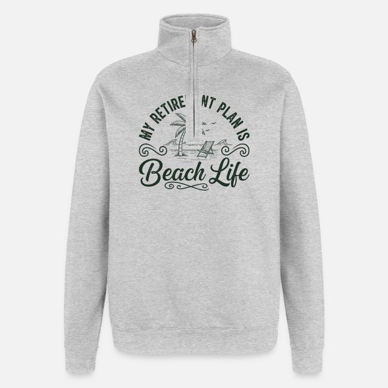 Plan de retraite Beach Life - Sweat à zip 1/4 - gris chiné