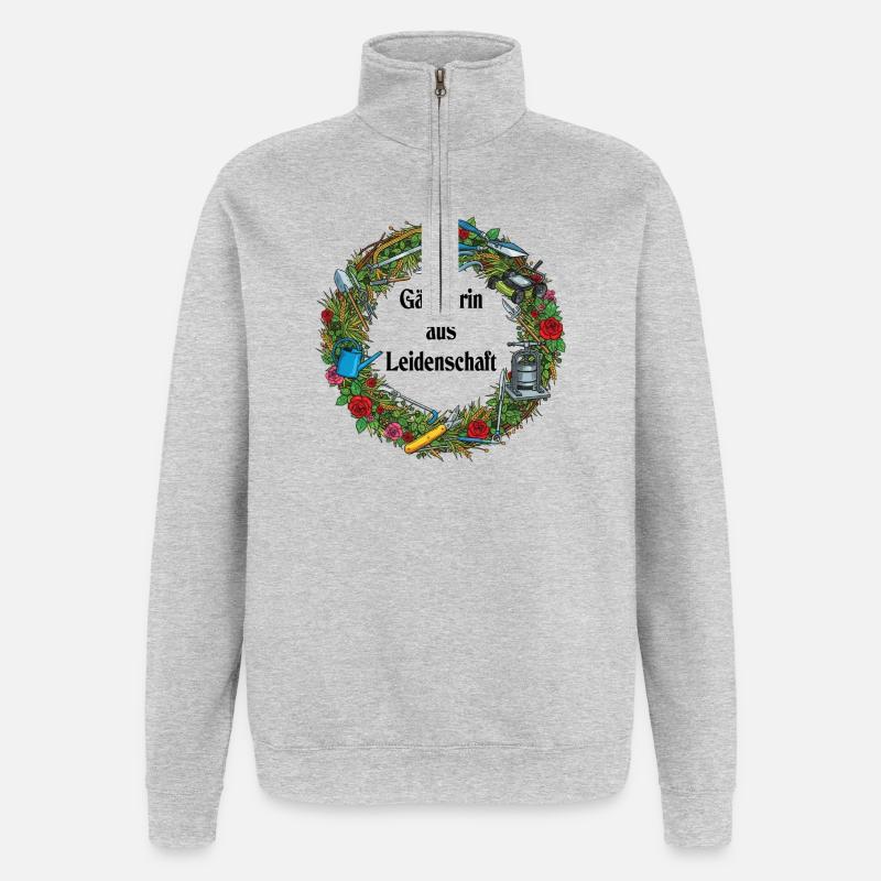 Garden Tool Wreath Pattern - Quarter-Zip Sweatshirt - heather grey