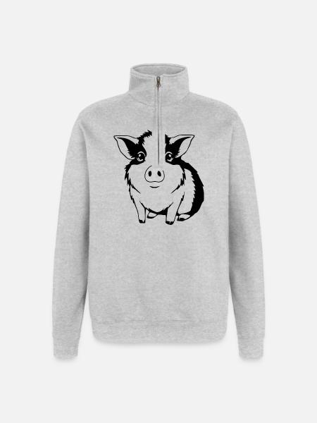 Meerschweinchen T-shirt Geschenk - Quarter-Zip-Sweatshirt - Grau meliert