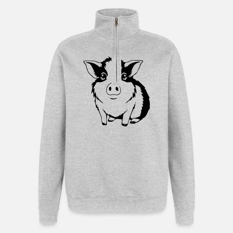 T-shirt cochon d’Inde cadeau - Sweat à zip 1/4 - gris chiné