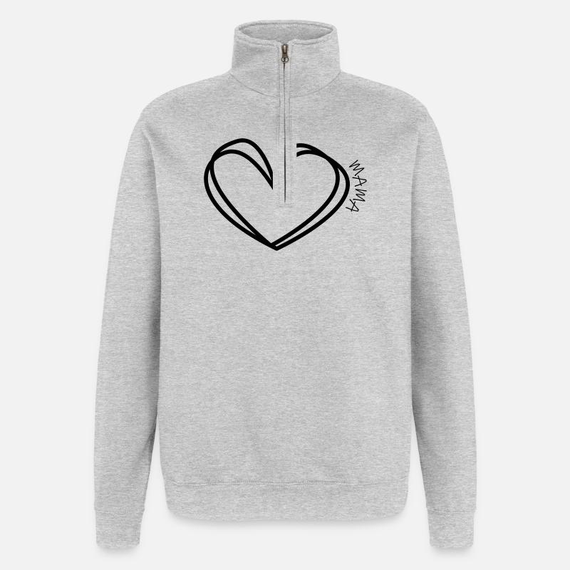 Mama Herz - Quarter-Zip-Sweatshirt - Grau meliert