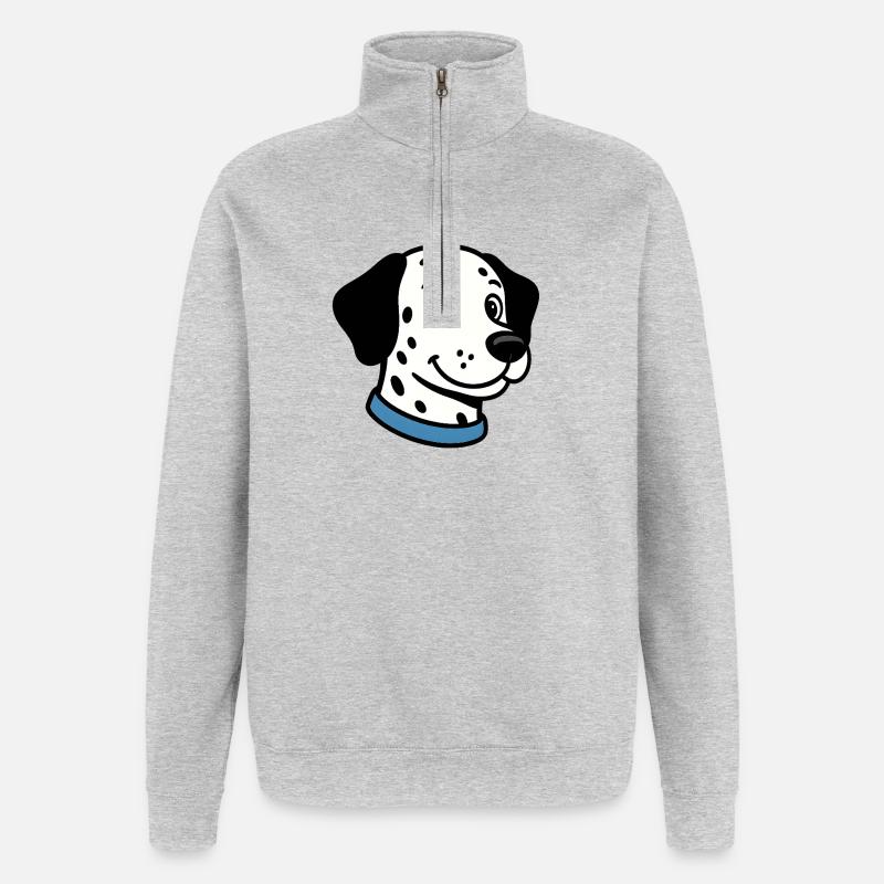 Dalmatiner mit blauer Halskette - Quarter-Zip-Sweatshirt - Grau meliert
