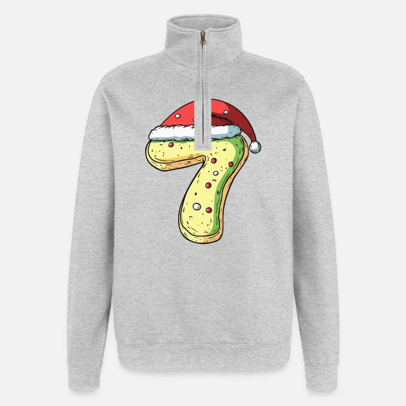 Biscuit de Noël à 7 chiffres - Sweat à zip 1/4 - gris chiné