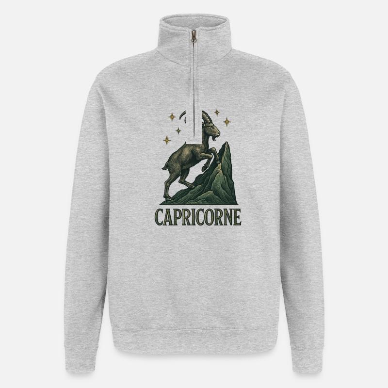Steinbock Sternzeichen - Astrologie - Quarter-Zip-Sweatshirt - Grau meliert