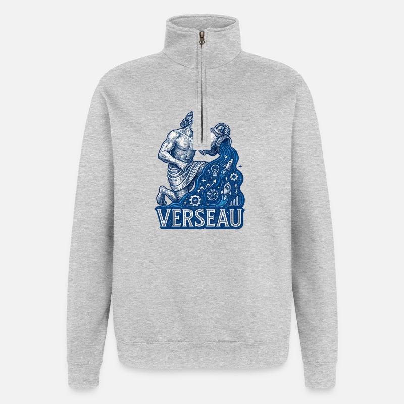 Wassermann Sternzeichen - Astrologie - Quarter-Zip-Sweatshirt - Grau meliert