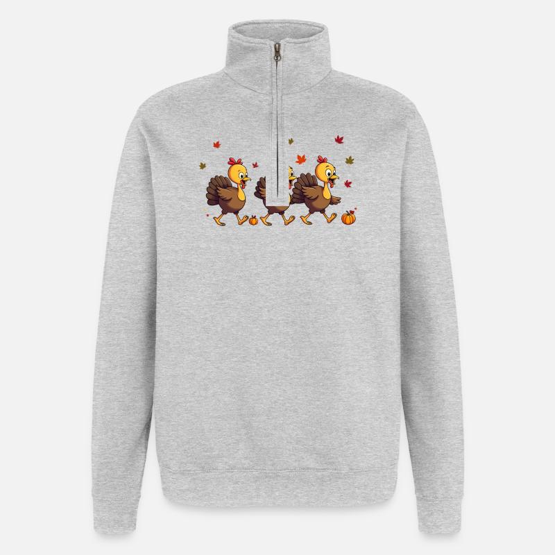 Bébé dinde de Thanksgiving - Sweat à zip 1/4 - gris chiné