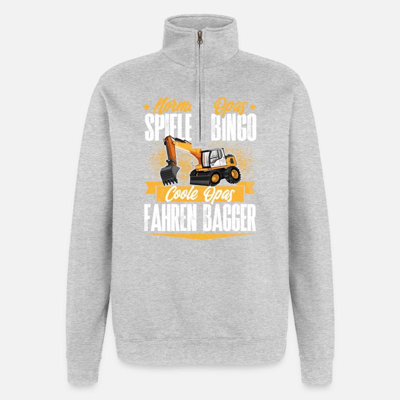 Conducteur d’excavatrice Papi - Sweat à zip 1/4 - gris chiné