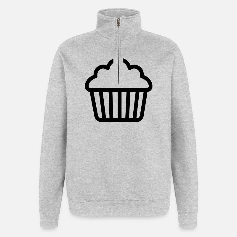 muffin - Sweat à zip 1/4 - gris chiné