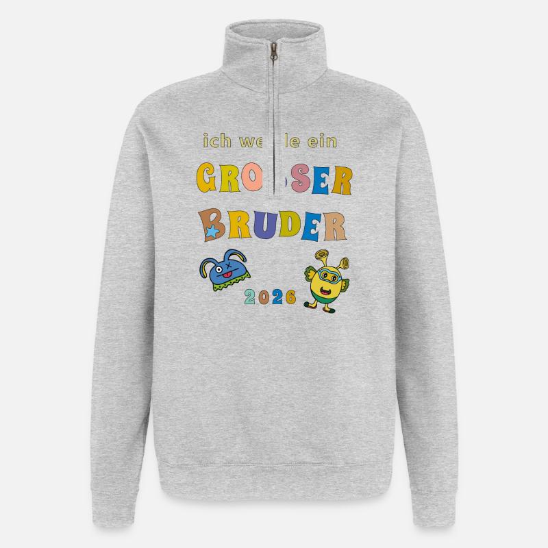 Ich werde großer Bruder 2026 - Quarter-Zip-Sweatshirt - Grau meliert