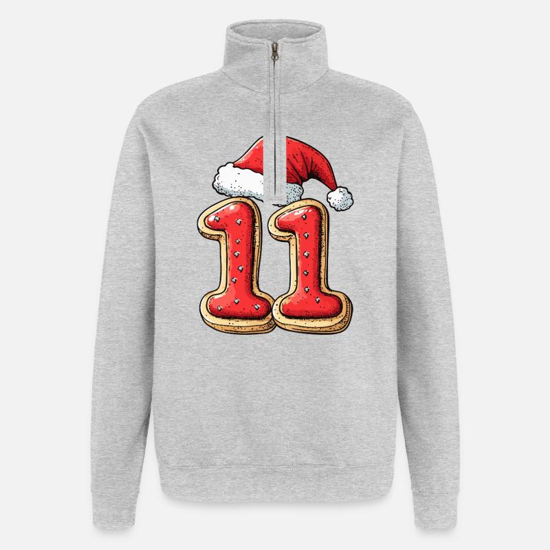 Biscuit de Noël à 11 chiffres - Sweat à zip 1/4 - gris chiné