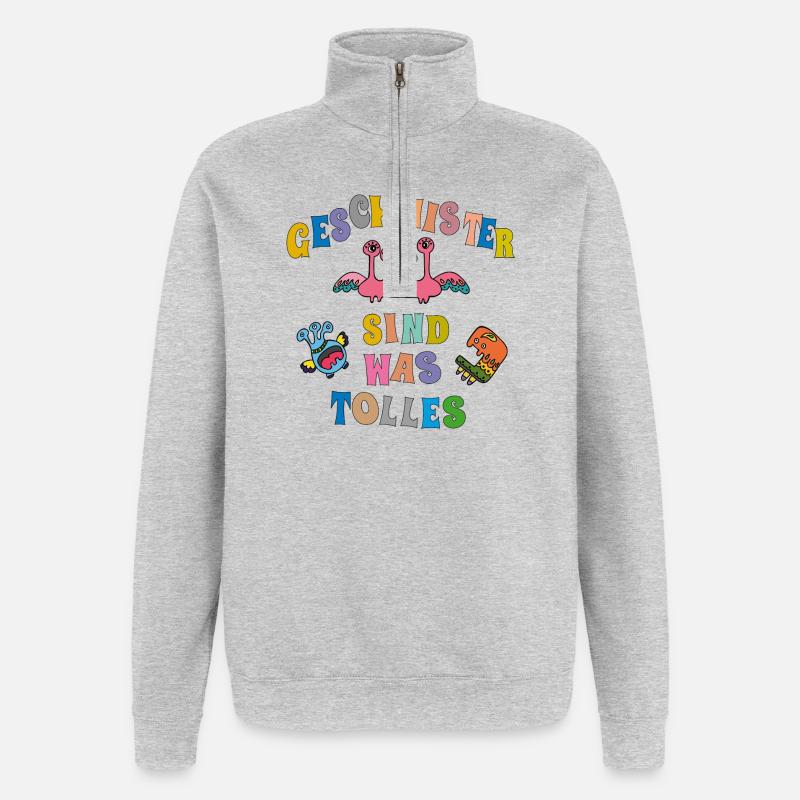 Frères et sœurs Cher frère sœur - Sweat à zip 1/4 - gris chiné