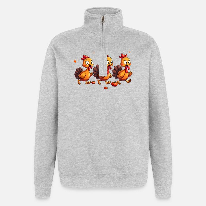 Bébé dinde de Thanksgiving - Sweat à zip 1/4 - gris chiné