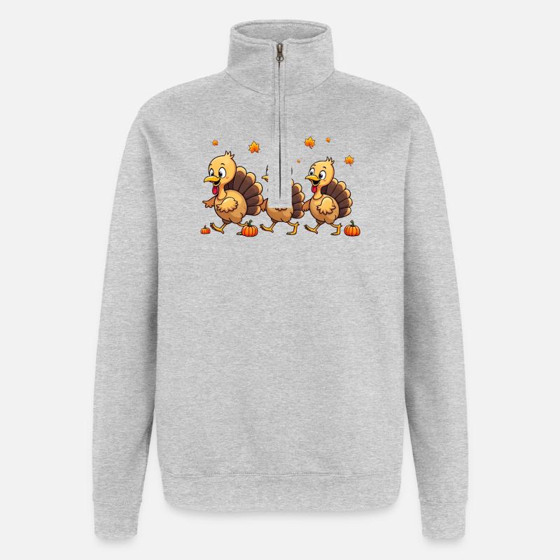 Bébé dinde de Thanksgiving - Sweat à zip 1/4 - gris chiné