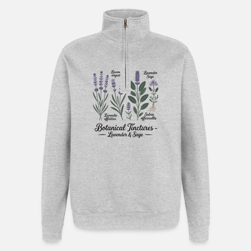Botanical Tinctures – Lavendel & Salbei - Quarter-Zip-Sweatshirt - Grau meliert