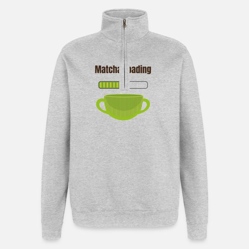 Matcha Loading - Quarter-Zip-Sweatshirt - Grau meliert