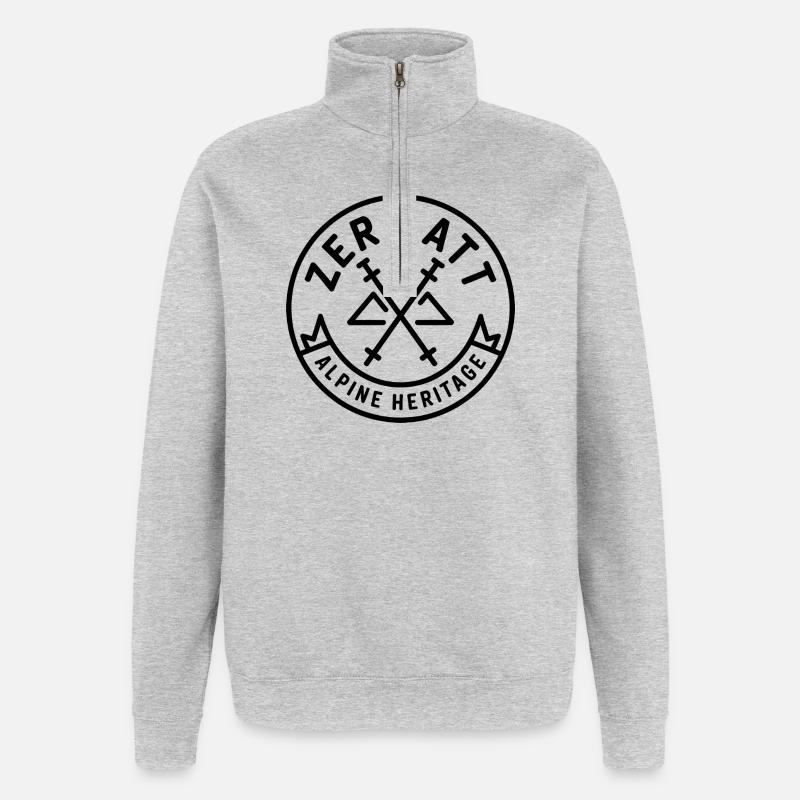 Zermatt - Conception de souvenirs - Sweat à zip 1/4 - gris chiné
