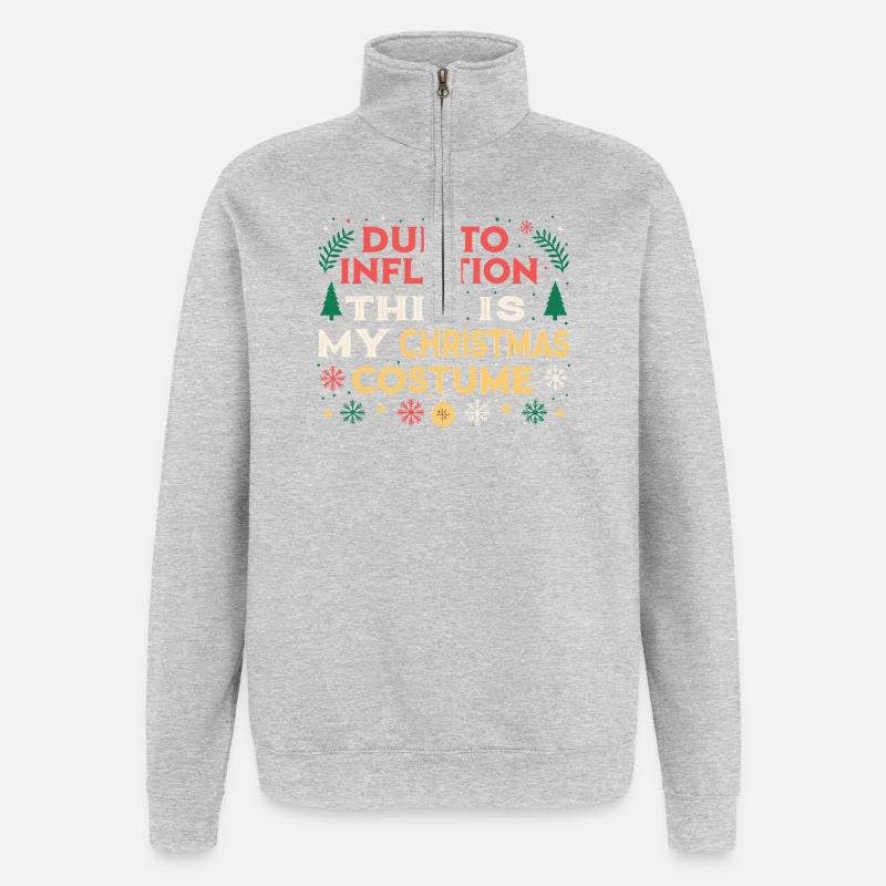 Wegen der Inflation mein Weihnachtskostüm - Quarter-Zip-Sweatshirt - Grau meliert