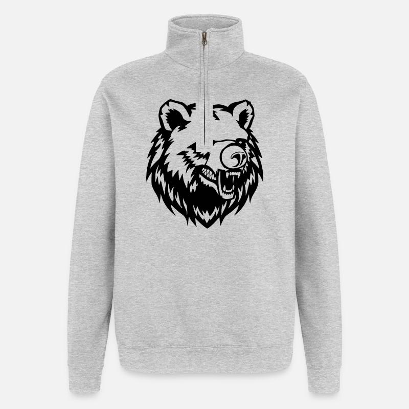 Bear Bear Head Bears T-shirt Gift - Quarter-Zip Sweatshirt - heather grey