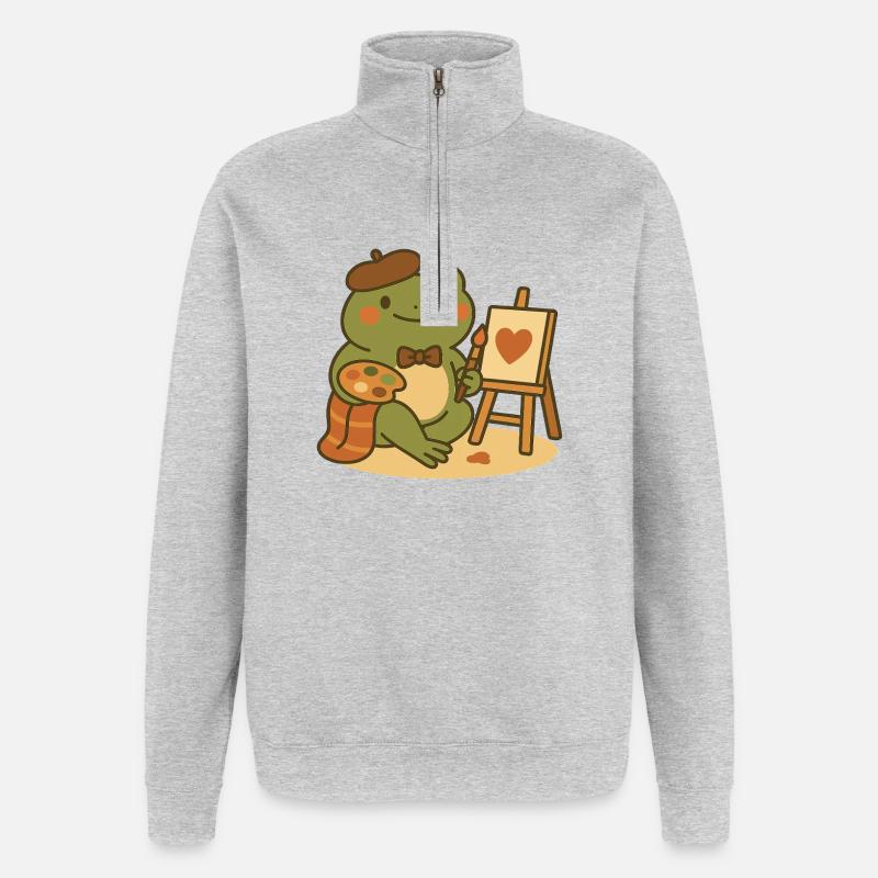 Painter Frog – Creative & Heartfelt - Quarter-Zip Sweatshirt - heather grey