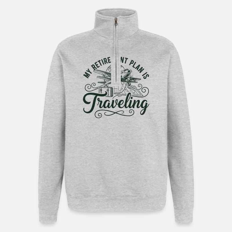 Le plan de retraite voyage - Sweat à zip 1/4 - gris chiné