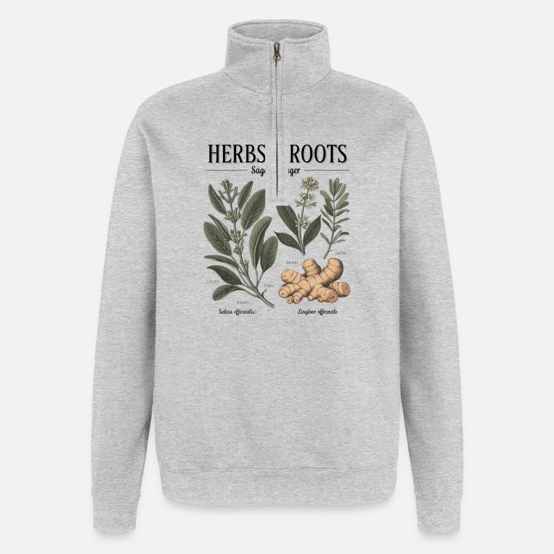 Herbs & Roots – Sage & Ginger - Quarter-Zip Sweatshirt - heather grey