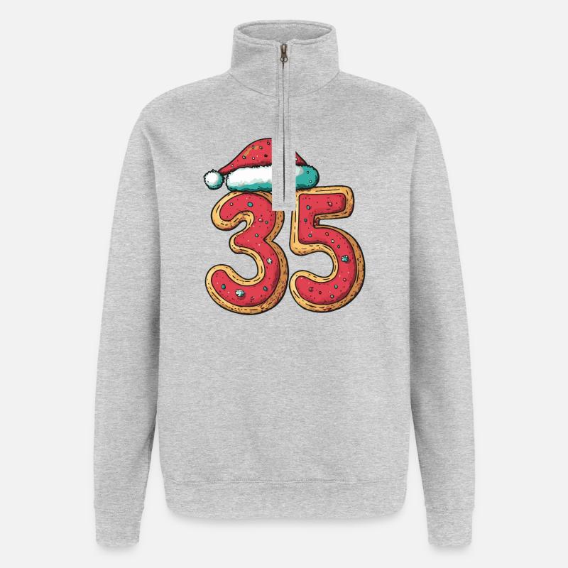 Biscuit de Noël à 35 chiffres - Sweat à zip 1/4 - gris chiné