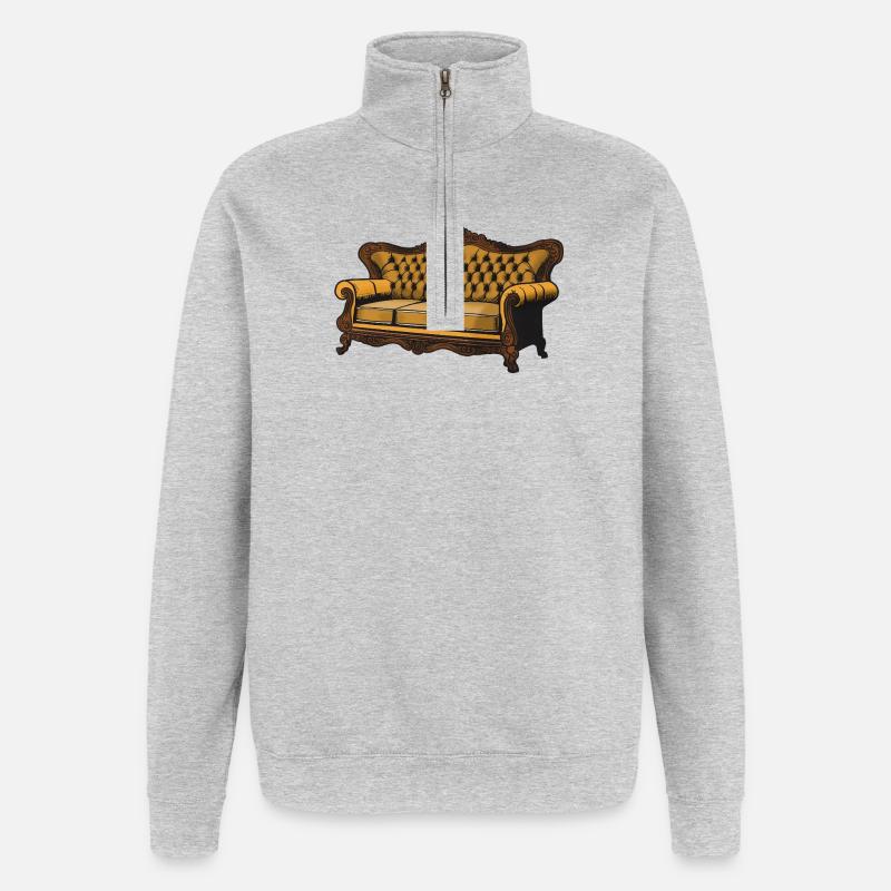 Viktorianische Samt-Sofagrafik - Quarter-Zip-Sweatshirt - Grau meliert