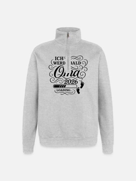 Ich werde bald Oma 2026 - Quarter-Zip-Sweatshirt - Grau meliert