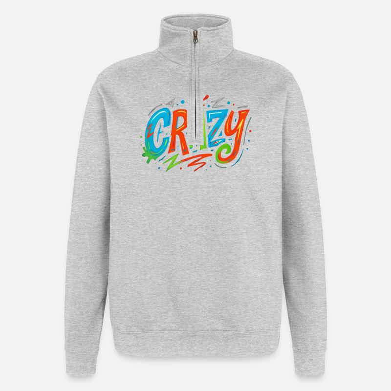 Graffiti Crazy Farbexplosion - Quarter-Zip-Sweatshirt - Grau meliert
