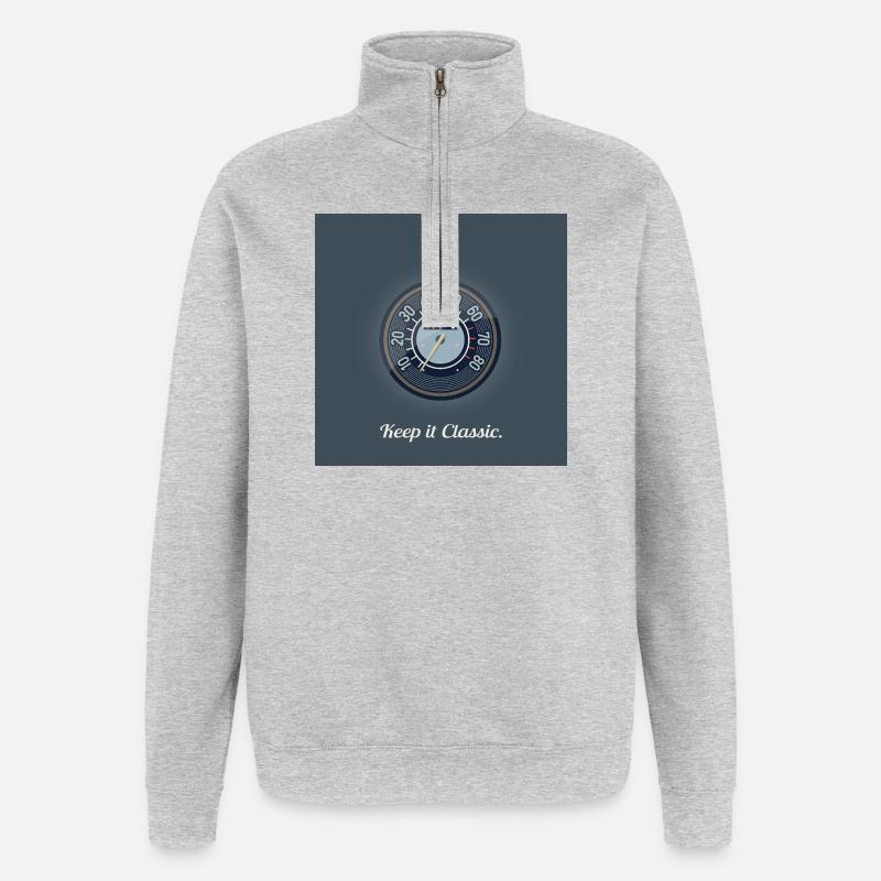 Keep it Classic – Retro Speedometer Design - Quarter-Zip-Sweatshirt - Grau meliert