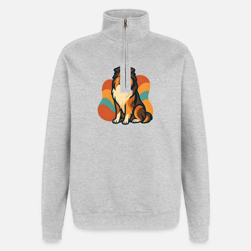 Lebhafter Shetland-Schäferhund Sunburst - Quarter-Zip-Sweatshirt - Grau meliert