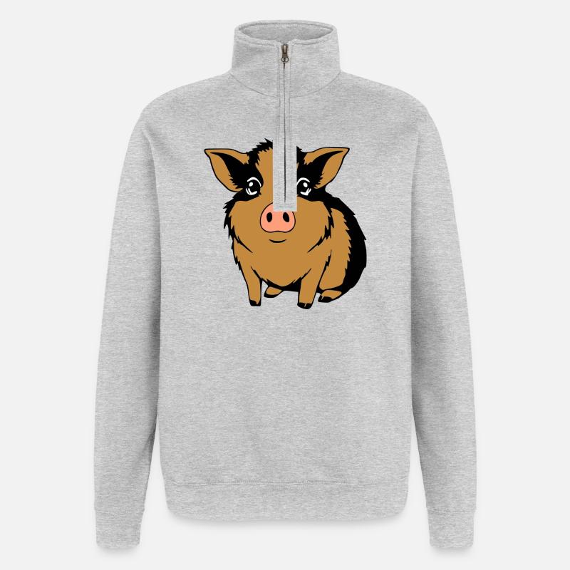 T-shirt cochon d’Inde cadeau - Sweat à zip 1/4 - gris chiné