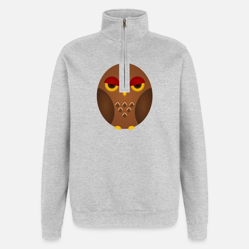 Grumpy Owl Silhouette - Sweat à zip 1/4 - gris chiné
