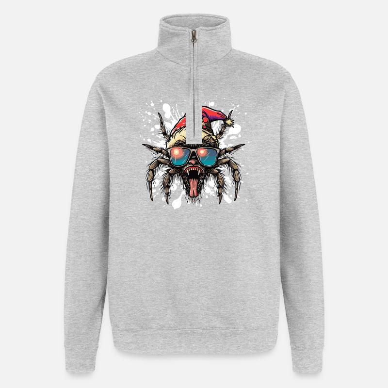Tarantula Weihnachten Lustig - Quarter-Zip-Sweatshirt - Grau meliert