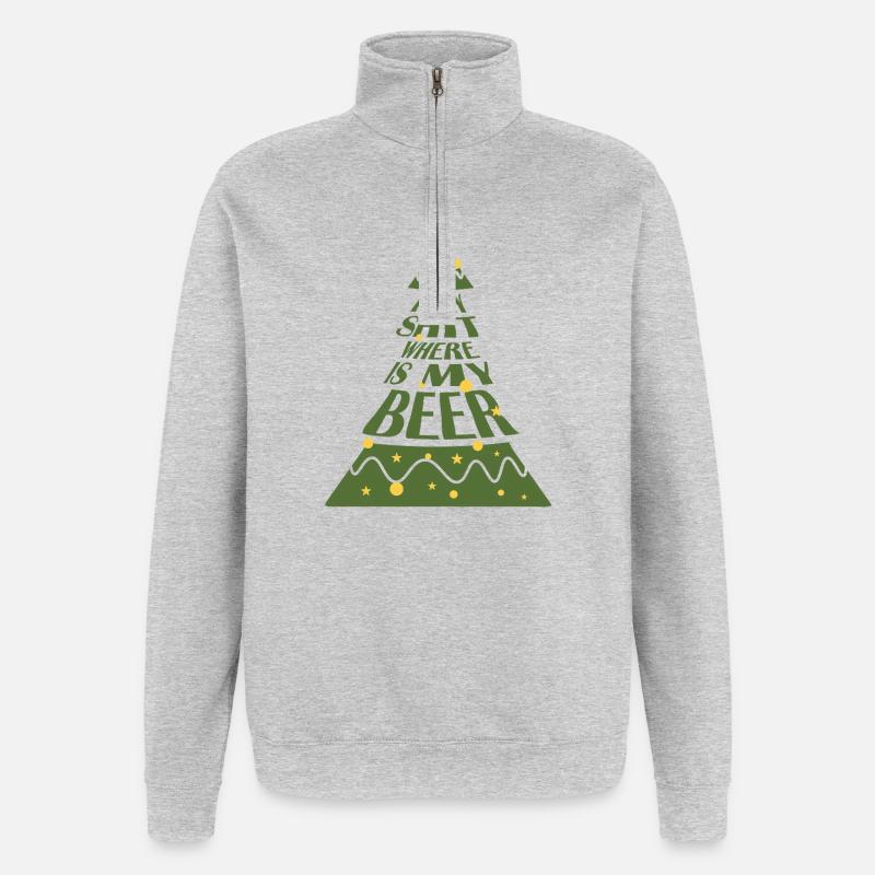 Weihnachtsbaum Spruch Bierquest - Quarter-Zip-Sweatshirt - Grau meliert