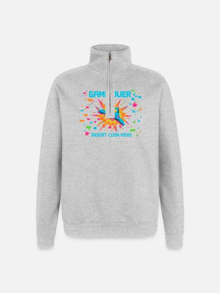 Game Over Neon Arcade Game - Quarter-Zip Sweatshirt - heather grey