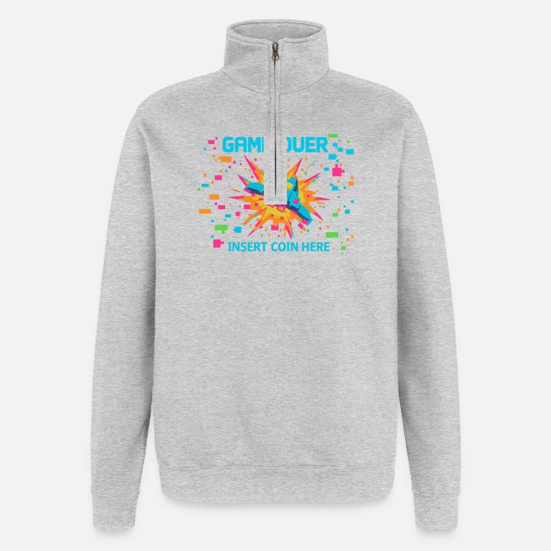 Game Over Neon Arcade Game - Sweat à zip 1/4 - gris chiné