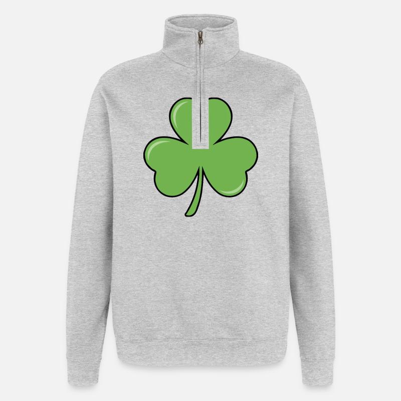 Trèfle d’Irlande - Sweat à zip 1/4 - gris chiné