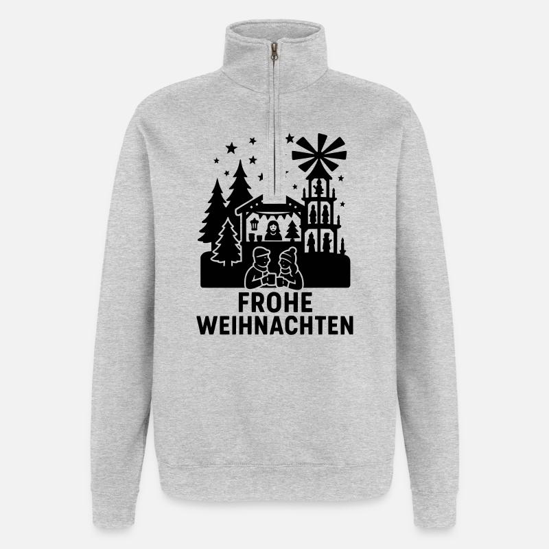 frohe weihnachten weihnachtsmarkt - Quarter-Zip-Sweatshirt - Grau meliert